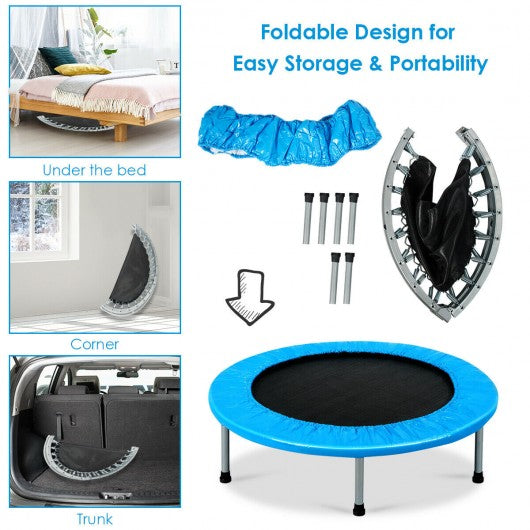 38" Rebounder Trampoline with Padding and Springs for Adults and Kids-Blue