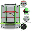 55" Youth Jumping Round Trampoline with Safety Pad Enclosure-Green