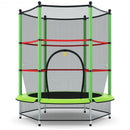 55" Youth Jumping Round Trampoline with Safety Pad Enclosure-Green