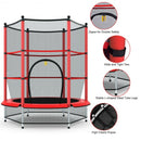 55" Youth Jumping Round Trampoline with Safety Pad Enclosure-Red