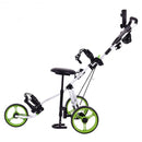 Foldable 3 Wheels Push Pull Golf Trolley with Scoreboard Bag