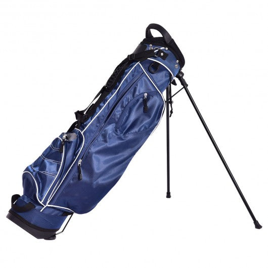 Golf Stand Cart Bag w- 4 Way Divider Carry Organizer Pockets-Blue