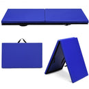 6 x 2 Feet Folding Exercise Aerobics Stretch Yoga Mat with Handle-Blue