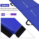 6 x 2 Feet Folding Exercise Aerobics Stretch Yoga Mat with Handle-Blue