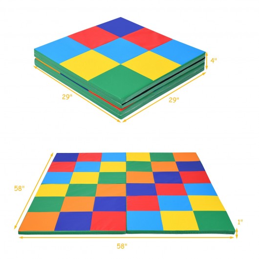 58'' Toddler Foam Play Mat Baby Folding Activity Floor Mat for Home and Daycare School-Multicolor