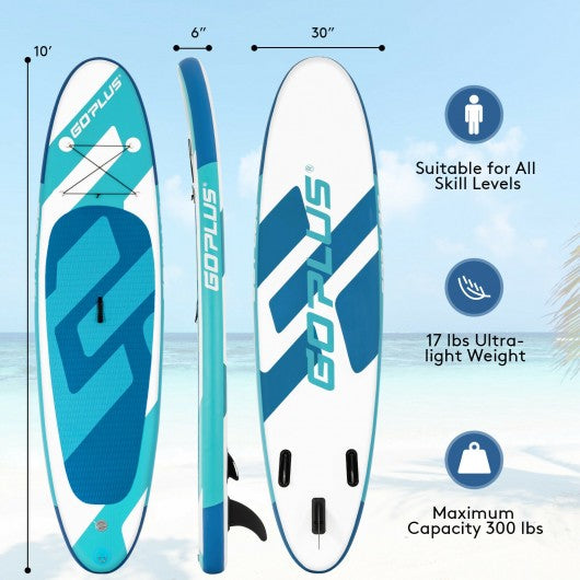 10 ft Inflatable Stand Up Paddle Board 6Inch Thick with Backpack Leash Aluminum Paddle