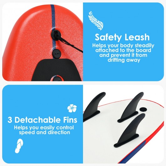 6' Surf Foamie Boards Surfing Beach Surfboard-Red