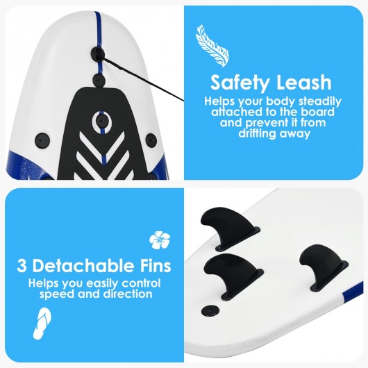 6' Surf Foamie Boards Surfing Beach Surfboard-White