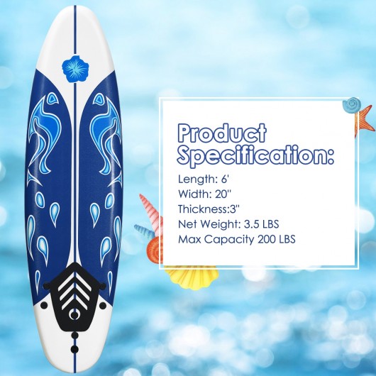 6' Surf Foamie Boards Surfing Beach Surfboard-White