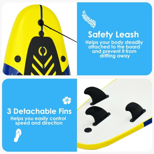 6' Surf Foamie Boards Surfing Beach Surfboard-Yellow