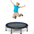 47" Folding Trampoline Fitness Exercise Rebound with Safety Pad Kids and Adults-Blue