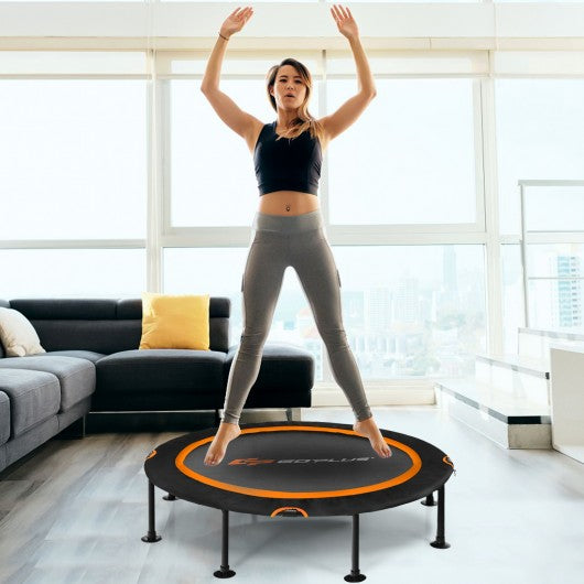 47" Folding Trampoline Fitness Exercise Rebound with Safety Pad Kids and Adults-Orange
