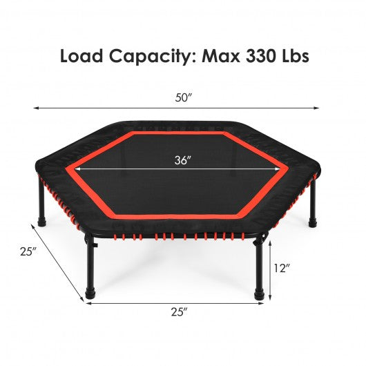 50" Hexagonal Fitness Trampoline Exercise Rebounder with Pad-Red