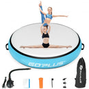 40" Inflatable Round Gymnastic Mat Tumbling Floor Mat with Electric Pump-Blue