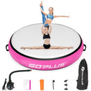 40" Inflatable Round Gymnastic Mat Tumbling Floor Mat with Electric Pump-Pink