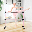 4 Ft Portable Freestanding Stable Construction Pilates Ballet Barre with Double Dance Bar-Pink