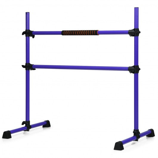 4 Ft Portable Freestanding Stable Construction Pilates Ballet Barre with Double Dance Bar-Purple