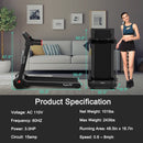 3HP Folding Electric Treadmill Running Machine-Red