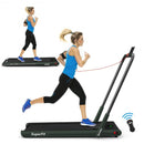 2-in-1 Folding Treadmill with Remote Control and LED Display-Green
