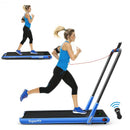 2-in-1 Folding Treadmill with Remote Control and LED Display-Blue