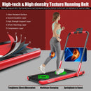 2-in-1 Folding Treadmill with Remote Control and LED Display-Red