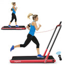 2-in-1 Folding Treadmill with Remote Control and LED Display-Red