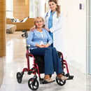 Aluminum Adjustable Folding Handle Medical Walker Rollator-Red