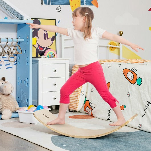 12 Inch Wooden Wobble Toy Balance Board-Natural