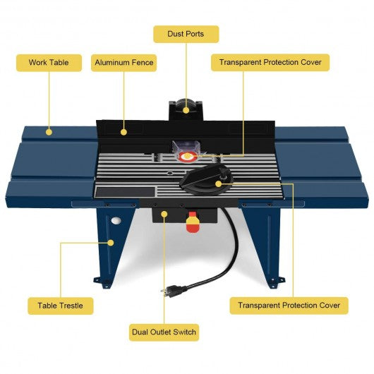Electric Aluminum Router Table Wood Working Craftsman Tool Benchtop