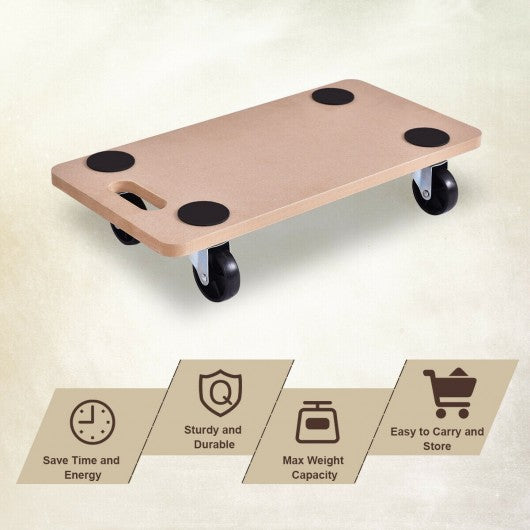 2 Pieces Platform Dolly Rectangle Wood Utility Cart