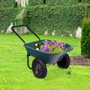 2 Tire Wheelbarrow Garden Cart Heavy-duty Dolly Utility Cart-Green