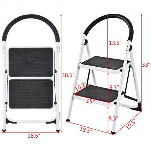 2.75 Ft Folding Step Stool with Iron Frame & Anti-Slip Pedals for 330lbs Capacity