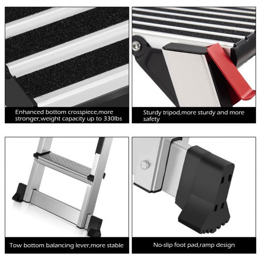 330 lbs Aluminum Folding Non-slip Drywall Step Stool Ladder