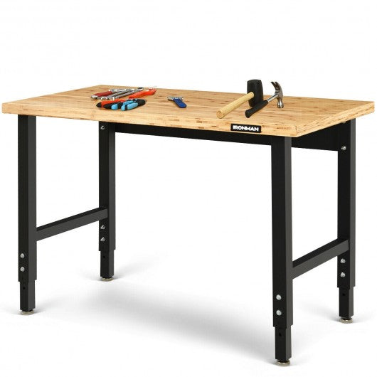 48" Adjustable Height Bamboo Steel Frame Workbench