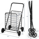 Portable Folding Shopping Cart Utility for Grocery Laundry-Black