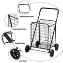 Portable Folding Shopping Cart Utility for Grocery Laundry-Black