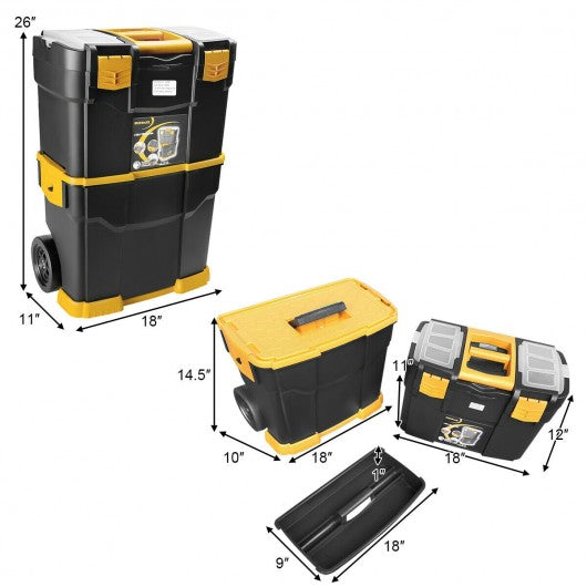 Rolling Toolbox Stackable Cabinet Storage Chest Organizer with Handle