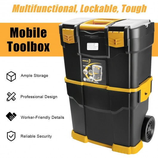 Rolling Toolbox Stackable Cabinet Storage Chest Organizer with Handle