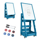 Multifunctional Kids' Standing Art Easel with Dry-Erase Board -Navy