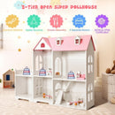 2-Tier Dollhouse Bookcase with Sufficient Storage Space-Pink