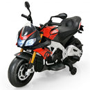 Aprilia Licensed Electric Toddler Ride-On Motorbike with Training Wheels and LED Lights-Red