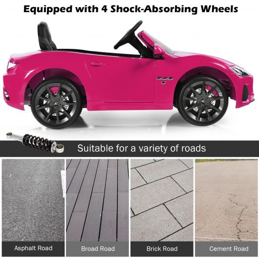 12V Kids Ride On Car Licensed Maserati GranCabrio with Remote Control-Pink
