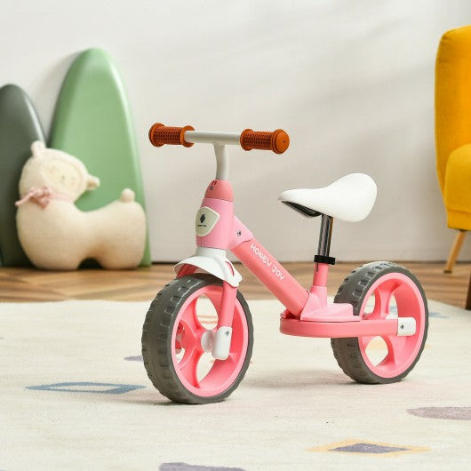 Kids Balance Training Bicycle with Adjustable Handlebar and Seat-Pink