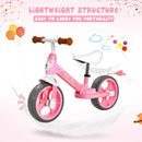 Kids Balance Training Bicycle with Adjustable Handlebar and Seat-Pink