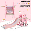 4 in 1 Foldable Baby Slide Toddler Climber Slide PlaySet with Ball-Pink