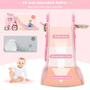 4 in 1 Foldable Baby Slide Toddler Climber Slide PlaySet with Ball-Pink