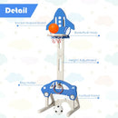 3-in-1 Basketball Hoop for Kids Adjustable Height Playset with Balls-Blue