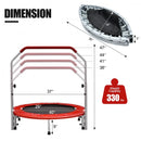 40 Inch Folding Exercise Trampoline Rebounder with 4-Level Handrail Carrying Bag-Red