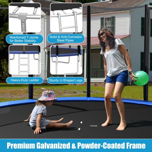 8-10-12-14-15-16Feet Outdoor Trampoline Bounce Combo with Safety Closure Net Ladder-10 ft