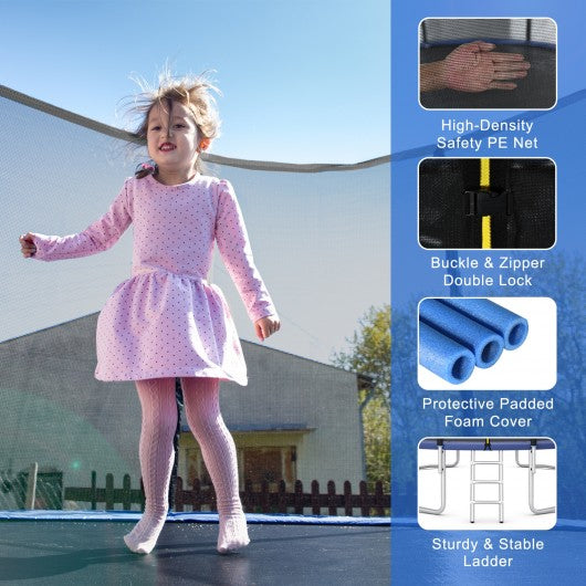 8-10-12-14-15-16Feet Outdoor Trampoline Bounce Combo with Safety Closure Net Ladder-16 ft